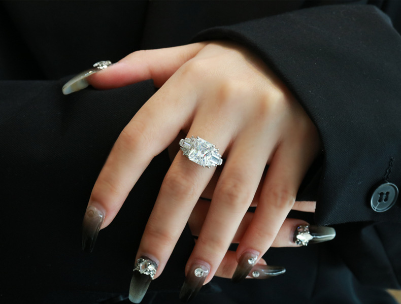 Fashion Geometric Sterling Silver Inlay Zircon Rings 1 Piece