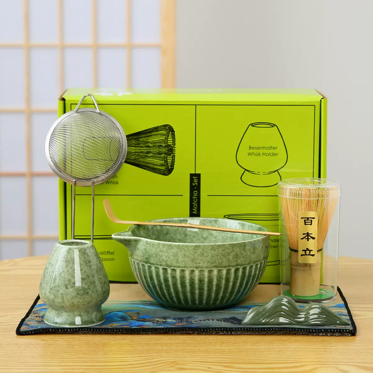 跨境专供陶瓷抹茶碗套装打抹茶用百本立茶筅组合日式点茶茶道器具