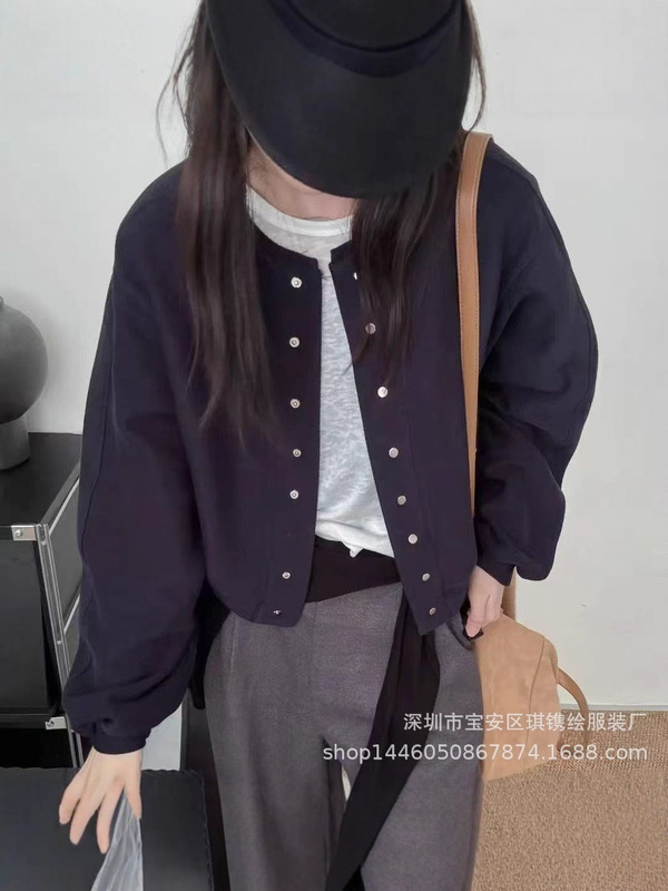 琪镌绘制卫衣开衫短外套女早春秋2025新款欧货女装时尚棒球服夹克|undefined
