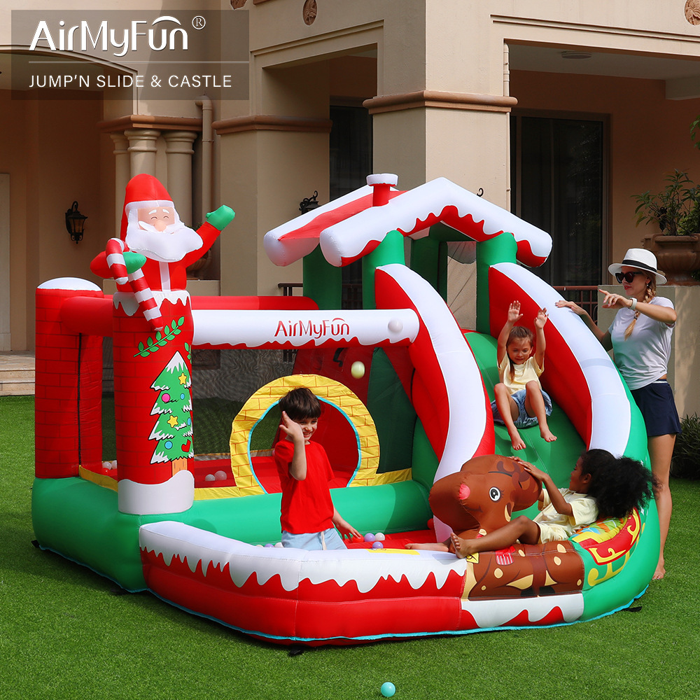AMF | Castillo inflable casero Castillo inflable del hogar de Navidad niños del castillo del partido diapositiva inflable niños