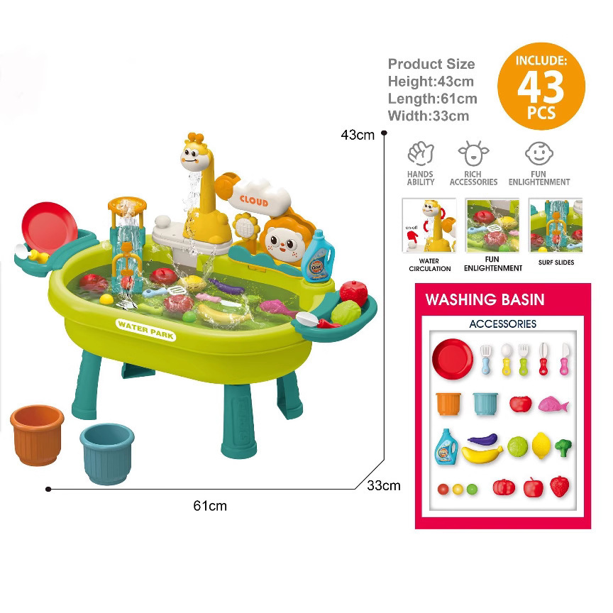 Comercio exterior para niños circulación eléctrica de agua de cocina lavavajillas jugando piscina para la casa lavabo jugando juguetes