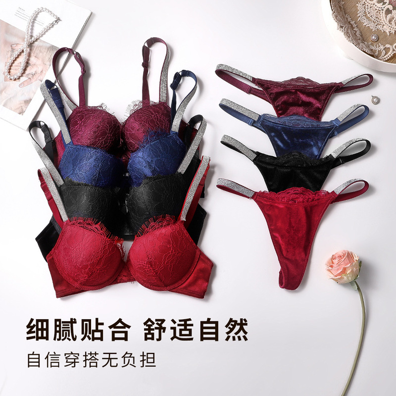 European and American Foreign Trade Pure Desire Women's Intimates Set Lace Thin Beautiful Back No Rims Bra Breathable Intimates Set European and American Foreign Trade Pure Desire Women's Intimates Set Lace Thin Beautiful Back No Rims Bra Breathable Intimates Set