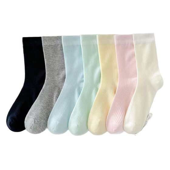 Ballet Miu Solid Color Socks Children's Combed Cotton Boneless Thin Stacked Socks for Spring and Summer Sweet Dopamine Mid-Tube Socks
