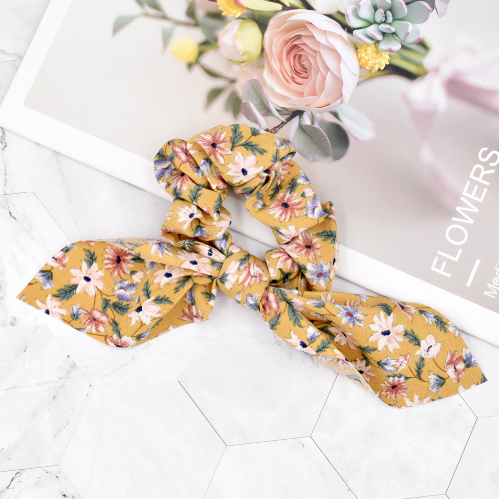 Retro Fabric Bowknot Ribbon Floral Hair Scrunchies display picture 3