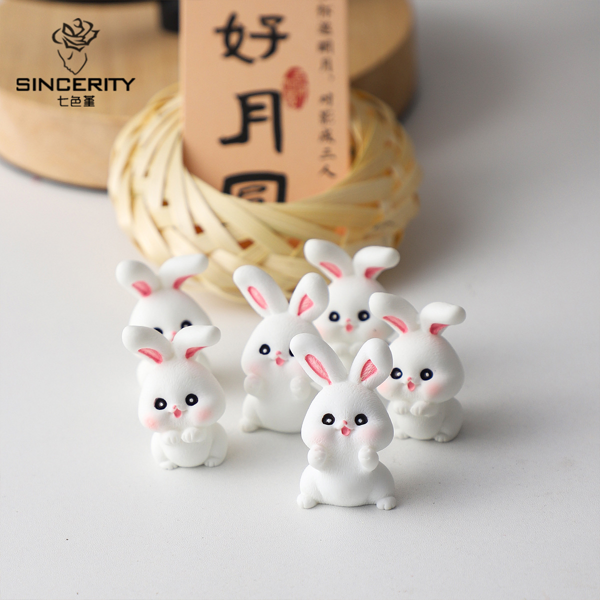 Nuevo Festival del Medio Otoño de resina de conejo colgante decoración caja de regalo embalaje de regalo DIY material florista