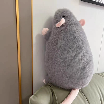 Guinea Pig Doll Artificial Big Mouse Plush Toy Pillow Cute Funny Guinea Pig Girl Boyfriend Birthday Gift (Oyuncaq yastıqlar) - quality-assurance-flower-rat-doll-gray-35cm-with-tail