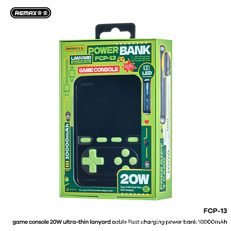 Ruiliang ゲームコンソールシリーズ超薄型内蔵ケーブル 20 ワット高速充電モバイル電源 10,000 mAh トレンディな赤と白のコンソール機能|undefined