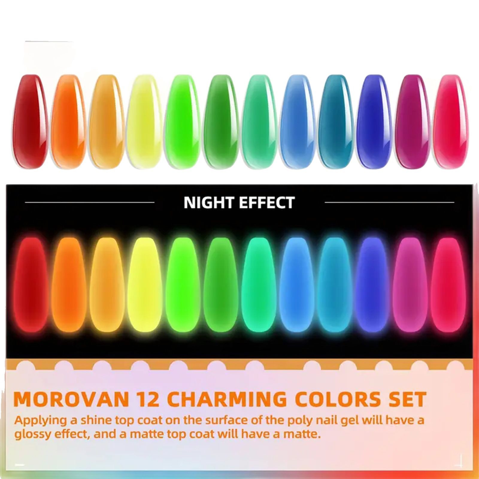 Nocturno Crystal Gel Set 12 colores Uña extensión set puede sustituir 15ml nocturno extensión