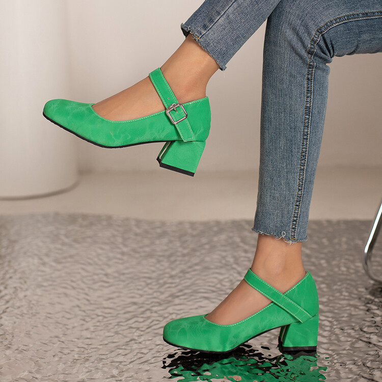 Plus-Size Mary Jane Shoes for Women 2026 New Spring and Autumn Design Niche Chunky Heel Women's Single Shoes Buckle Shoes Women 6317