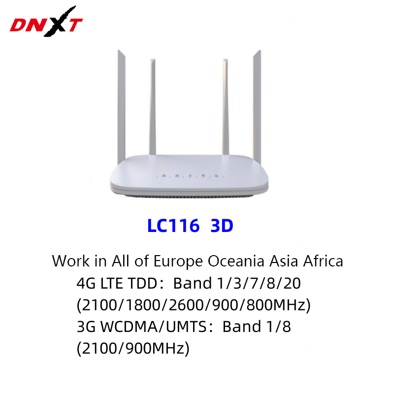 LC116家用办公三网通无线转有线共享4网口可插SIM卡4g WiFi路由器