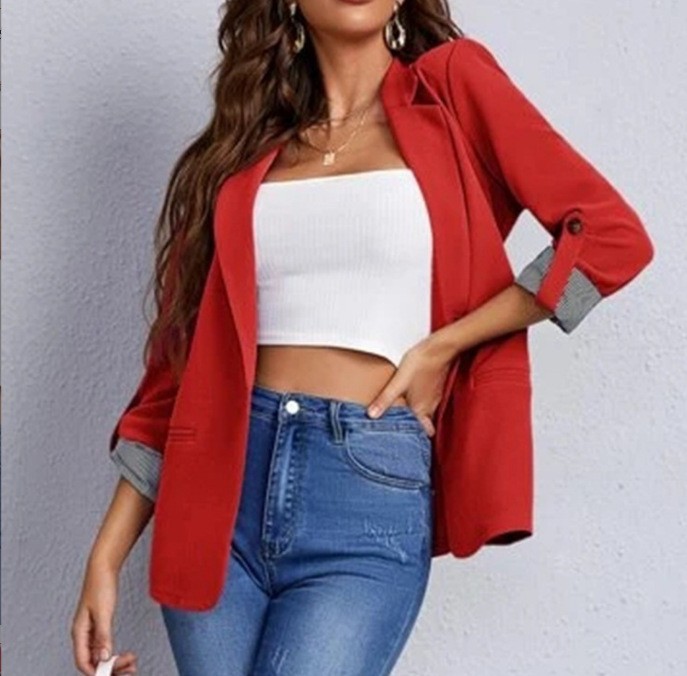 Women's Slim Fit Patchwork Lapel Blazer Set For Autumn And Winter_voghion.com