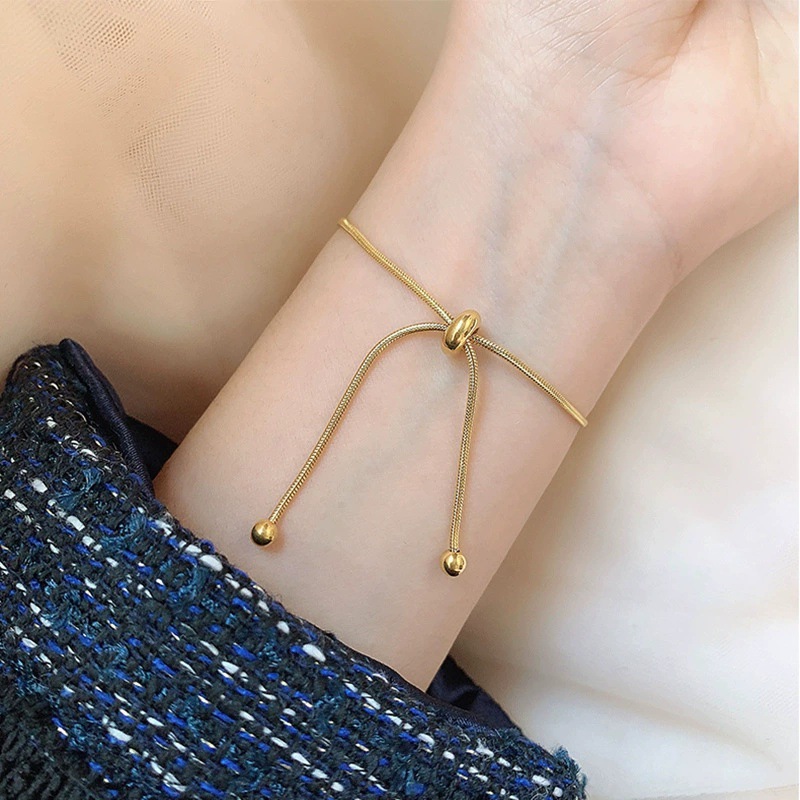Coreano simple pulsera de tracción de hueso de serpiente ajustable corta y larga pulsera de tobillas de chicas estudiantes en el conjunto de collar de tobillas