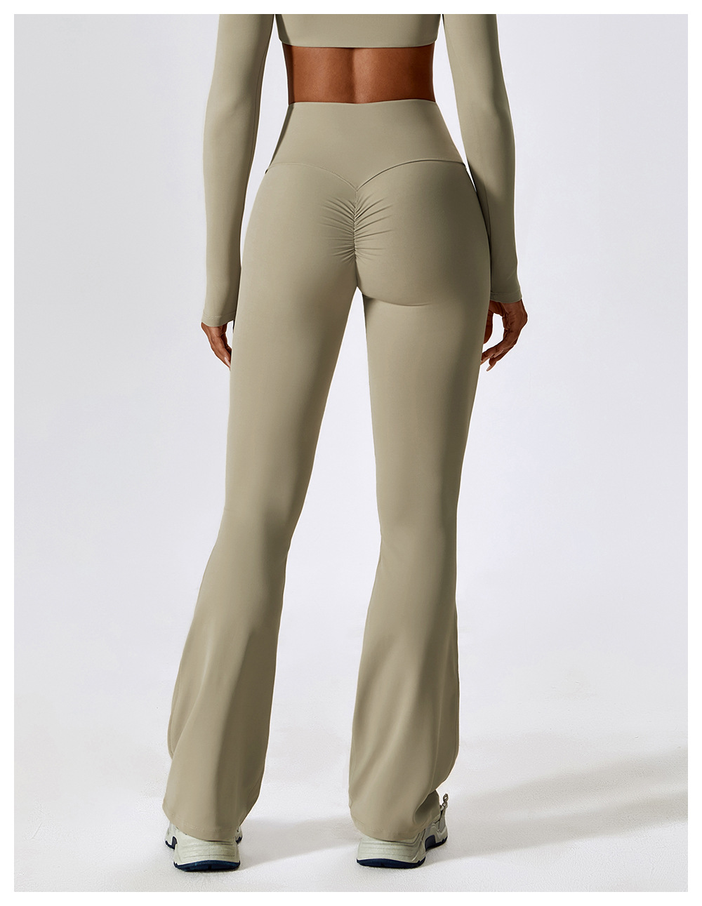 Simple Style Solid Color Nylon Spandex Pleated Active Bottoms Flared Pants display picture 9