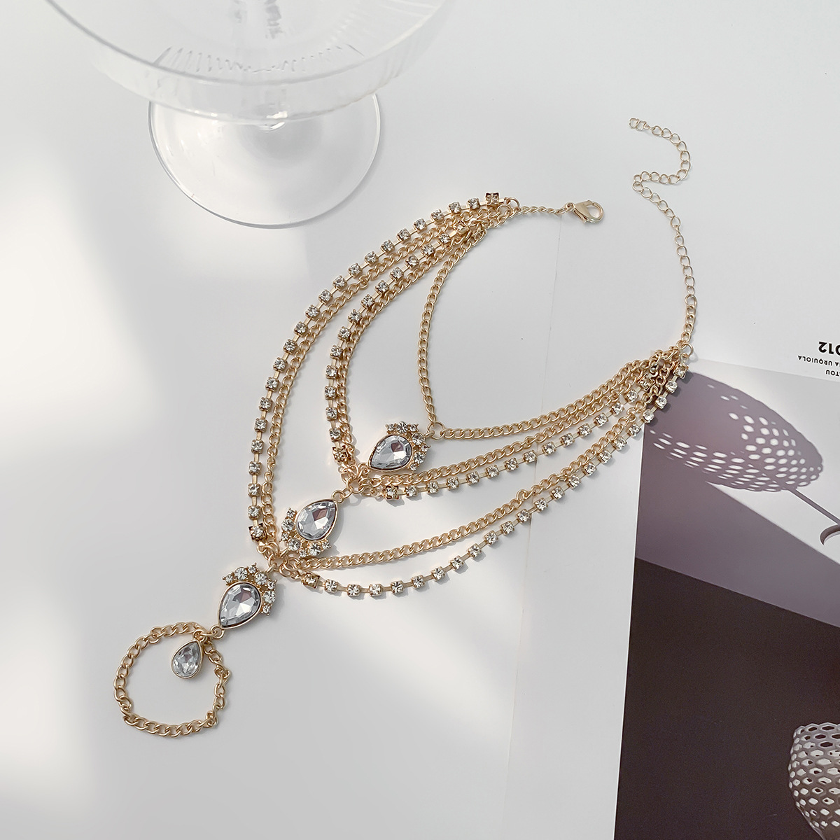 Fashion Water Droplets Alloy Plating Rhinestones Anklet