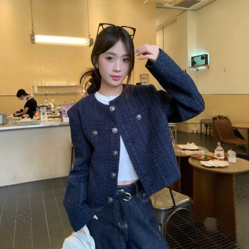 Short Fragrant Jacket Single Row Retro 2025 Spring and Autum High-End Casual Loose New Long-Sleeved Elegant Top for Women
