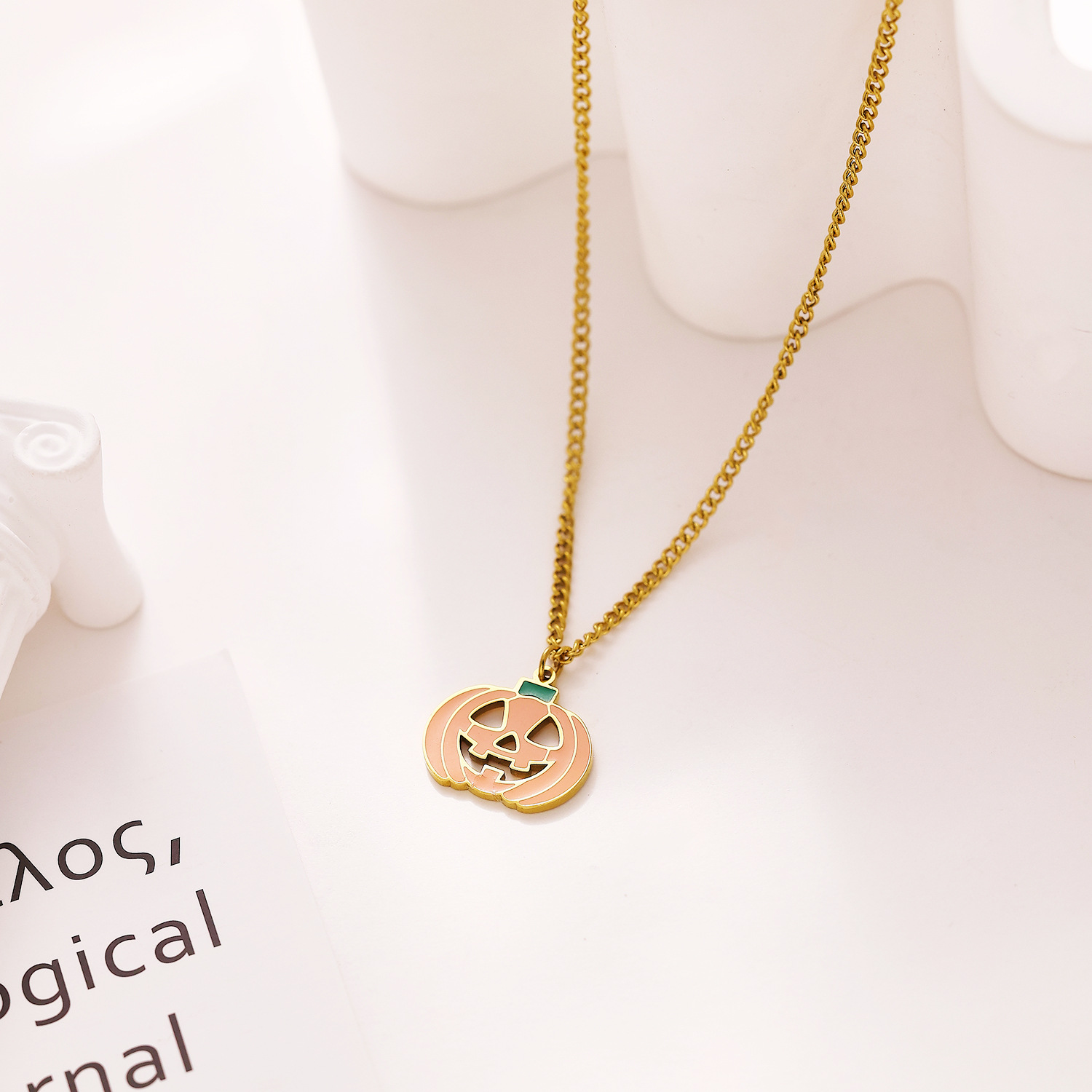 Vendita calda Halloween Ornamento Spoofs Zucca Goccia Olio Ciondolo Halloween Smalto Zucca Collana Donna_voghion.com