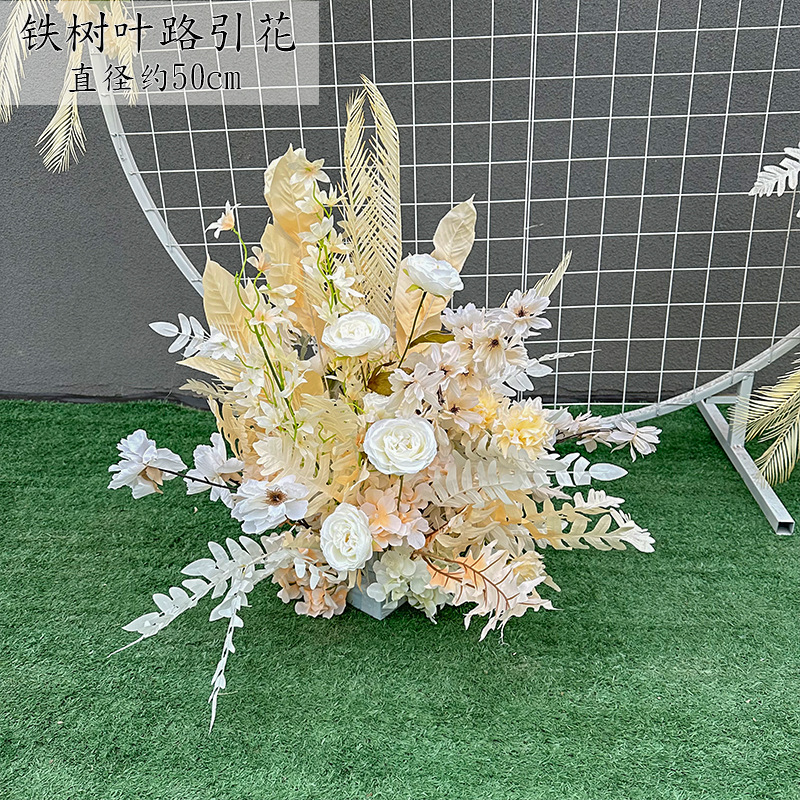 El comercio exterior de la boda flor artificial piso de la boda flor de seda apoyos de la flor de eucalipto flor artificial fila accesorios de la boda floral