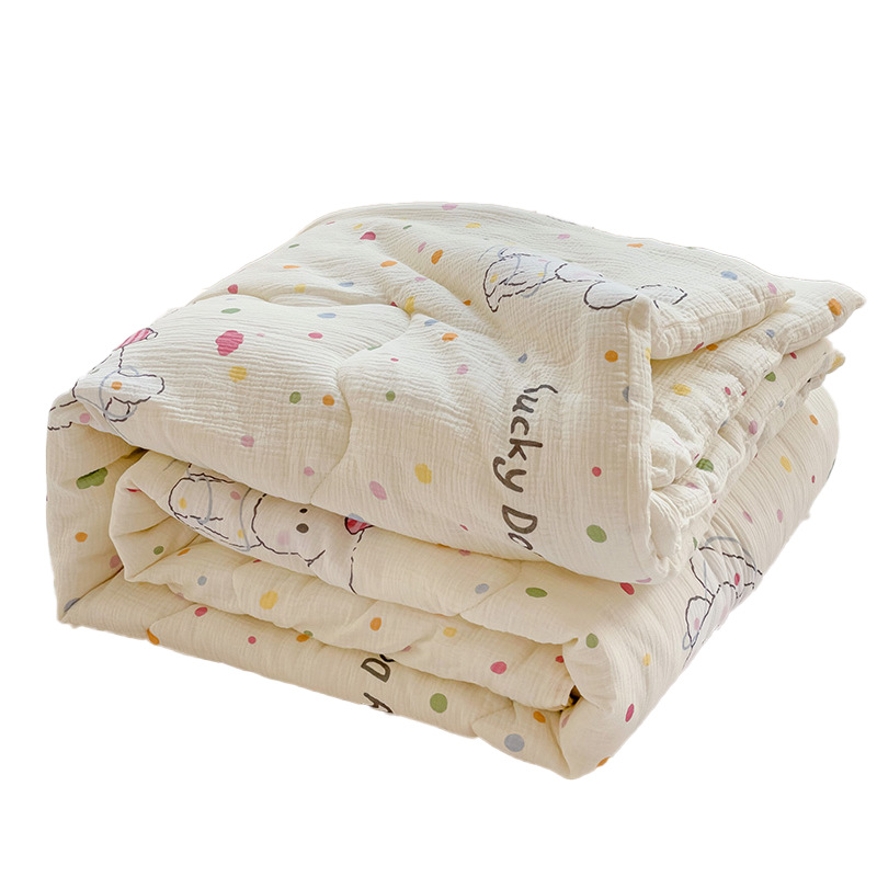 Edredón fresco de verano de hilo de doble capa de clase A, edredón de aire acondicionado para niños de verano, edredón fino de algodón no algodón doble, lavable a máquina