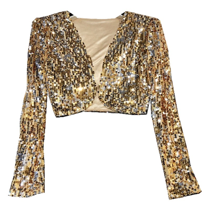 European Station All-match Short Edition Sequins Small Suit BINGBING Beaded Waistcoat Jazz Performance Suit