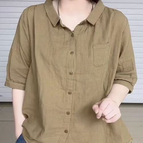 Amazon 2025 Summer New 5/8 Sleeve Women's Korean Style Versatile Youthful Loose Top Wholesale