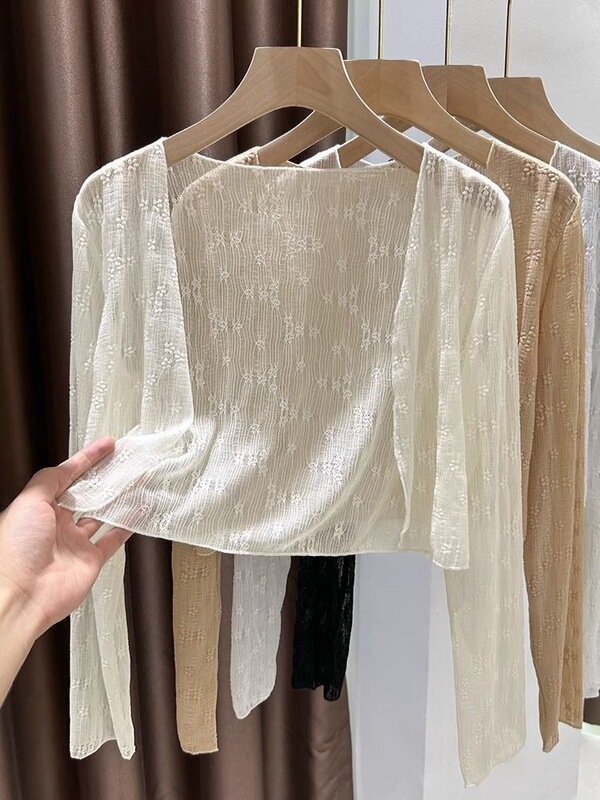 White Lace Sun-Protective Cardigan for Women, Summer Outerwear, Slip Dress Cover-Up, Short Air-Conditioning Shawl Jacket, Thin Style White Lace Sun-Protective Cardigan for Women, Summer Outerwear, Slip Dress Cover-Up, Short Air-Conditioning Shawl Jacket, Thin Style