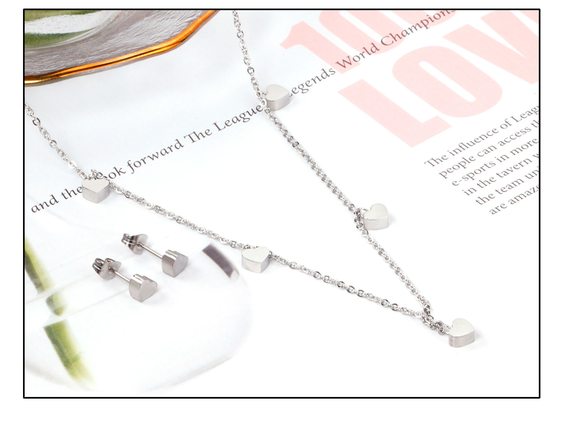 Fashion Star Moon Stainless Steel Plating Earrings Necklace 1 Set