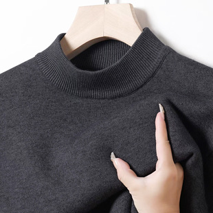 Brand anti-pilling one-piece velvet bottoming sweater men's autumn and winter semi-high collar sweater thickened warm wool sweater