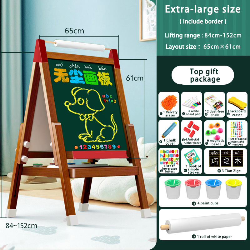 Tipo de soporte de pizarra pequeña para niños, aprendizaje en casa, escritura magnética de doble cara, dibujo, caballete de tablero de dibujo libre de polvo borrable