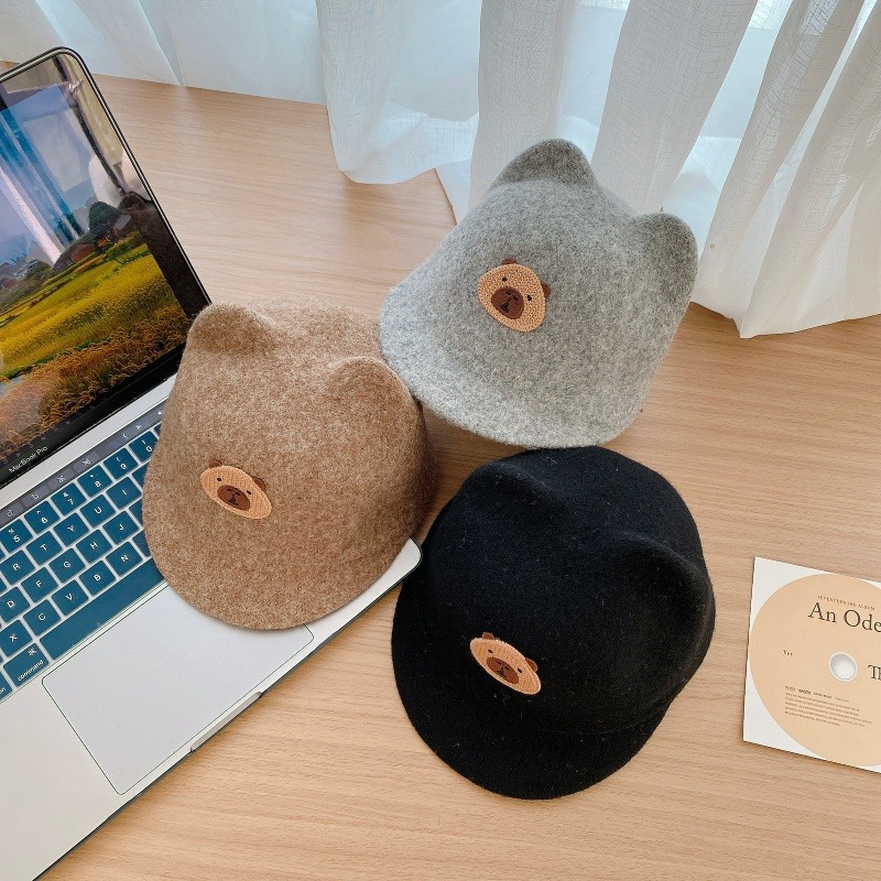 Sombreros de primavera y otoño para bebés de estilo británico, sombreros de lengua de pato para bebés de lana caliente, sombreros de caballo de invierno para niños y niñas, sombreros caballeros