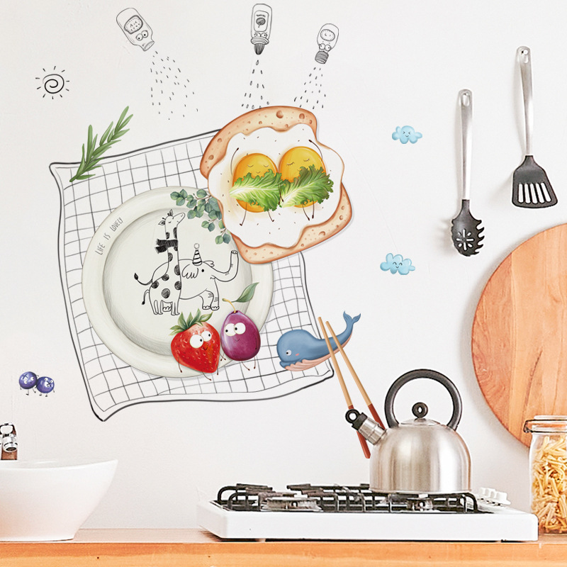可爱厨房装饰贴纸卡通贴画动物面名鸡蛋贴画冰箱装饰墙贴ZDB-2482