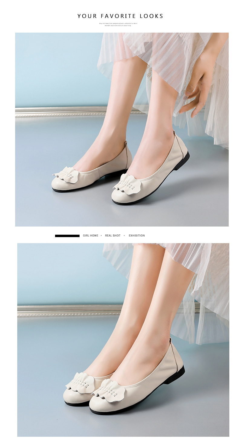 Giày lười nữ da thật mũi tròn đế mềm cổ thấp form rộng — màu be chi tiết 29