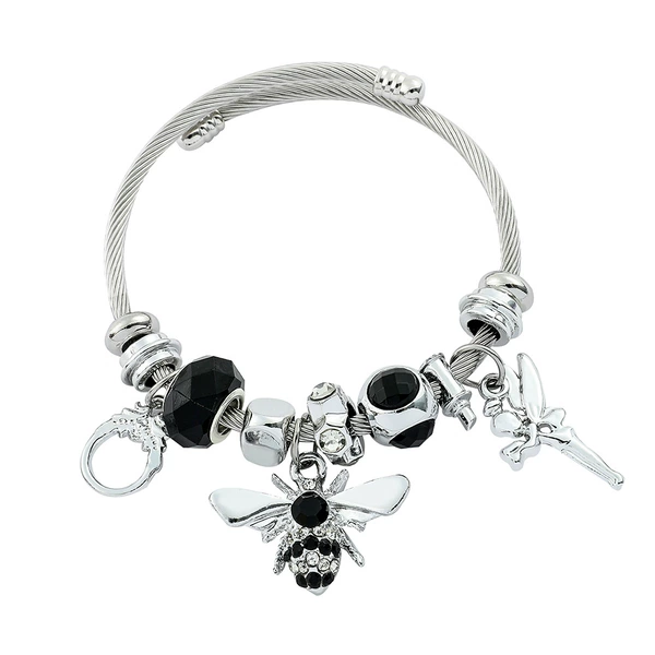 SL998 black dragonfly silver bracelet