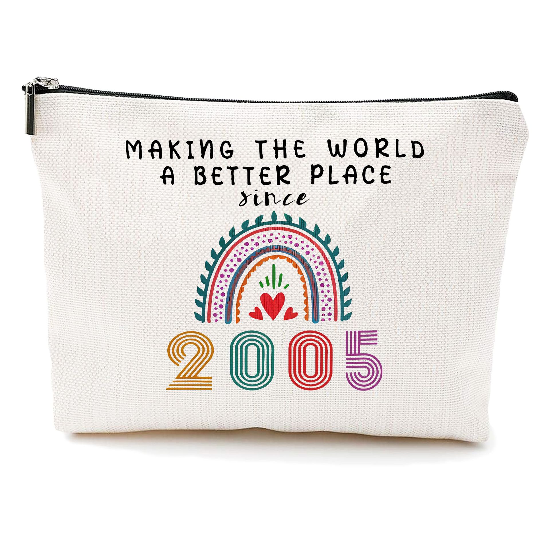 Transfronterizo Amazon explosivo cumpleaños impresión doble cara bolsa de maquillaje bolsa de almacenamiento bolsa de cremallera multifuncional para mujeres