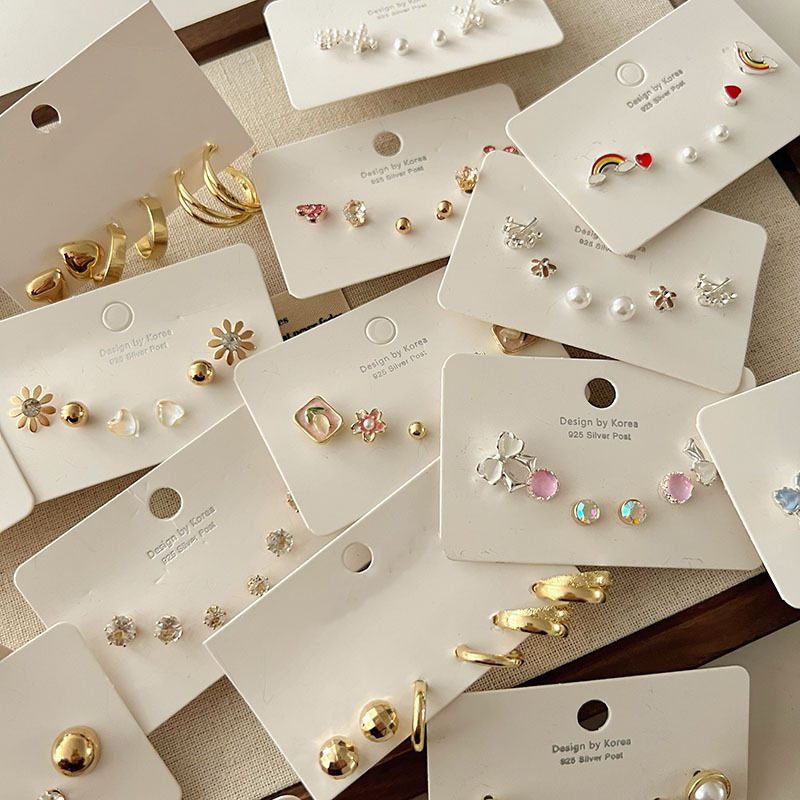 925 silver needle unique small exquisite 6 six-piece set earrings 2025 new trendy niche design earrings for women