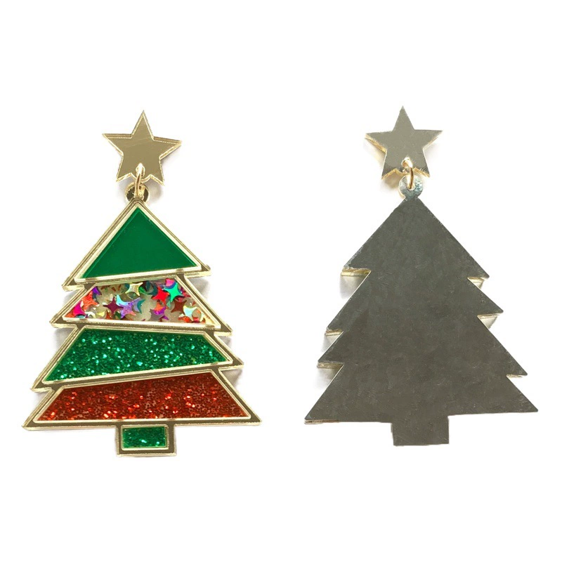 Рождественские НОВЫЕ геометрические блестки геометрические серьги в виде рождественской елки серьги акриловые отличительные серьги украшения для ушей для женщин
