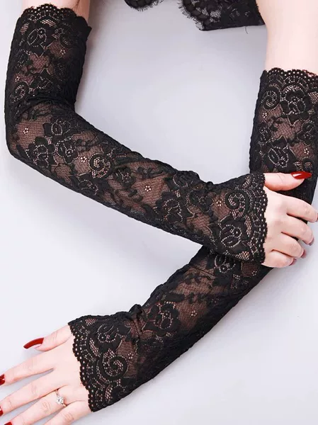 Factory Wholesale Summer Sunscreen Gloves Ice Lace Sleeve Driving Block Arm Sleeve Long Holiday Sleeve Decorative Cuff