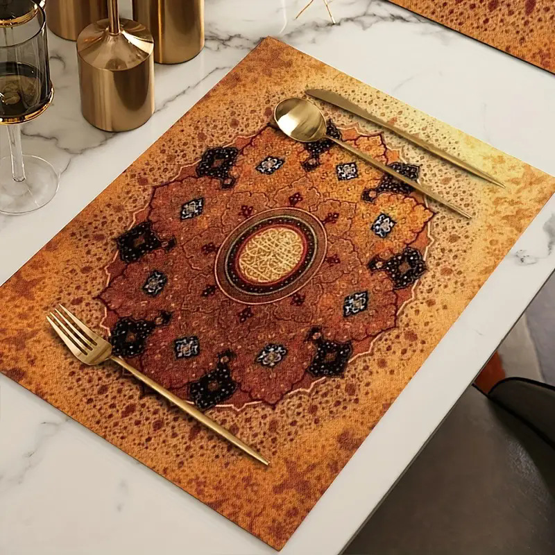 Transfronterizos lino almohadilla de mesa Aliexpress TEMU Amazon almohadilla de mesa cuadrada búfalo rojo almohadilla de Navidad Día de la Independencia