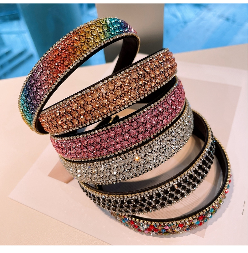 Retro-regenbogen-strass-high-end-stirnband display picture 14