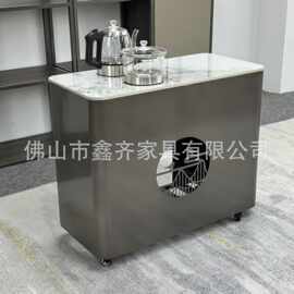 轻奢岩板可移动两头方型小茶车