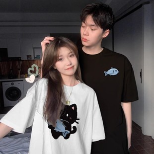 Couple's Pure Cotton T-Shirt Summer New Loose Slimming Niche Design Unisex Short-Sleeve Top Trendy Brand Uniform