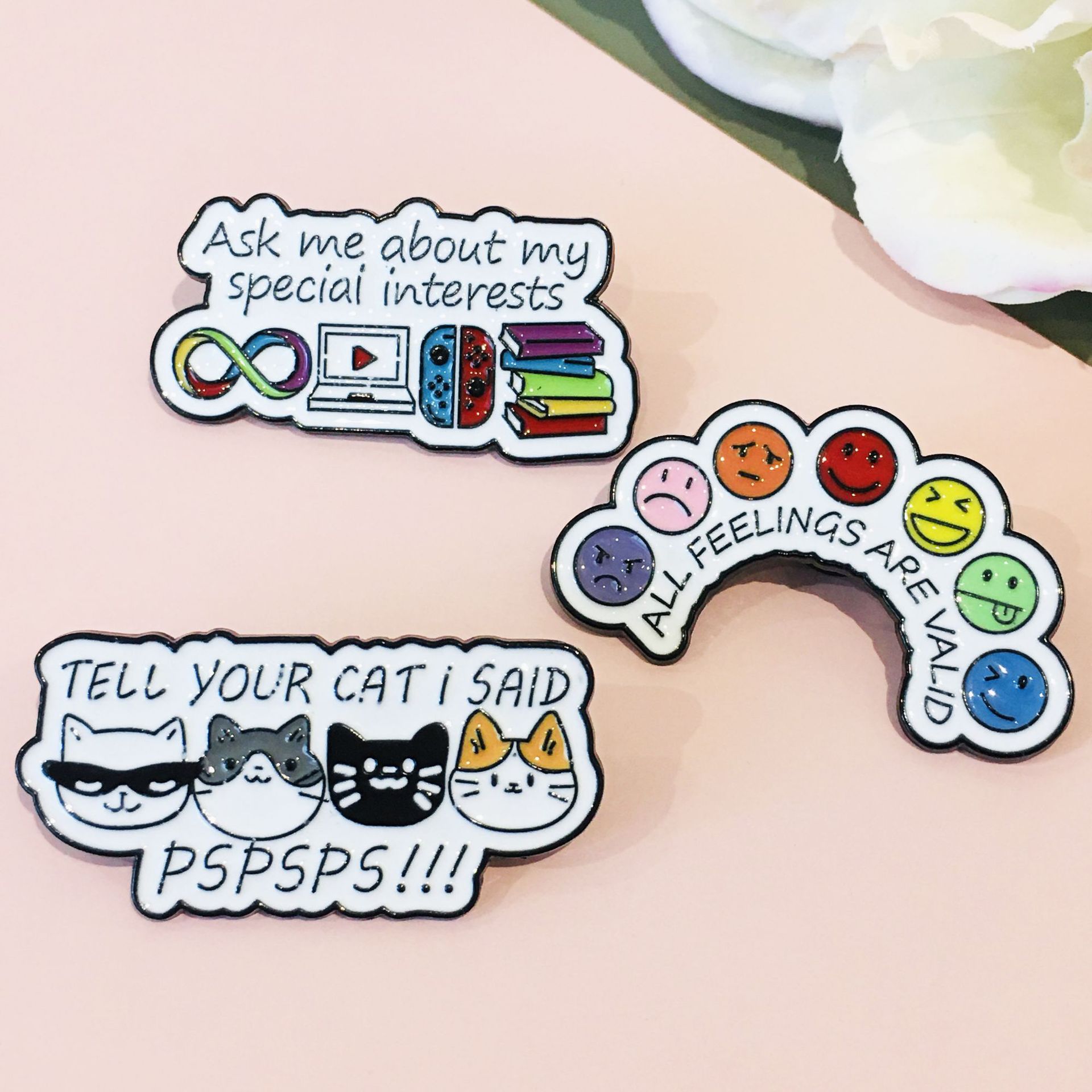 Cute Modern Style Pin Letter Cat  Face Zinc Alloy Enamel Unisex Brooches display picture 6