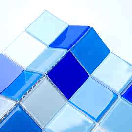 地中海背景游泳池浴室地砖 玻璃水晶马赛克蓝白相间 工厂直供