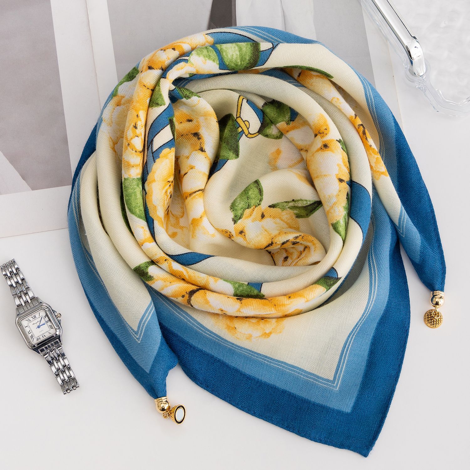 20g Weight Silk Scarf Classification Cotton, cotton and linen Material Spot, Plaid, Polka Dots, Leopard, Camouflage Pattern Spring&Summer, Autumn, Autumn&Winter Season Women's Gender Thin Cotton Square Scarf For Women, Comfortable Magnetic Buckle Design, Multifunctional Neck Warmer, Spring And Summer Accessory 28