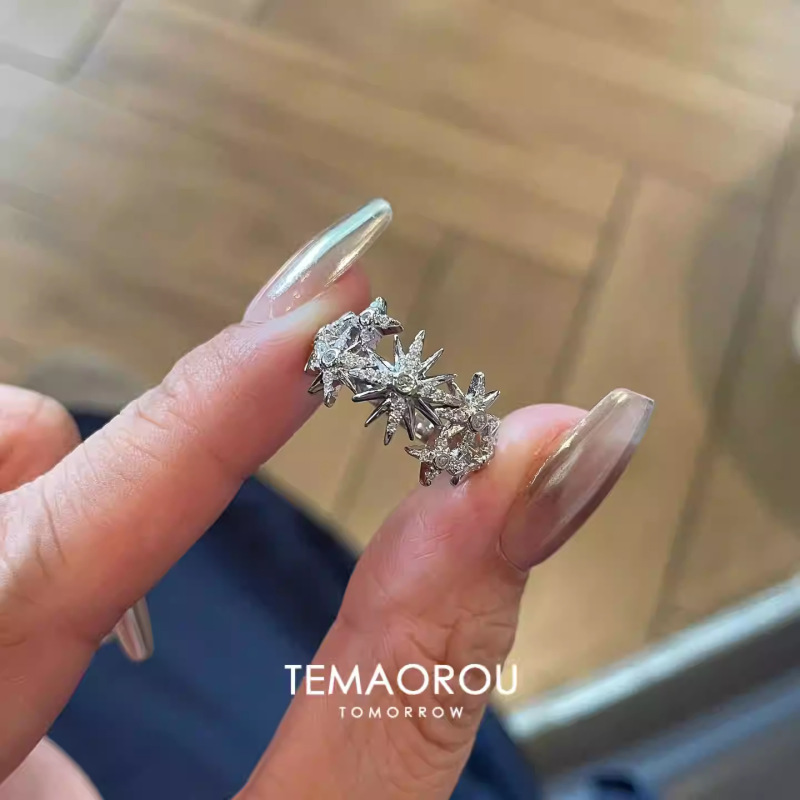 复古精致清冷感星芒戒指超闪时尚独特设计食指戒轻奢小众气质指环|undefined