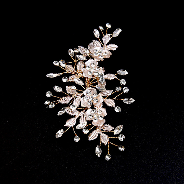 Europa y América oro perla updo pelo clip tocado hecho a mano nupcial corona tocado flor peine accesorios para el cabello joyería nupcial