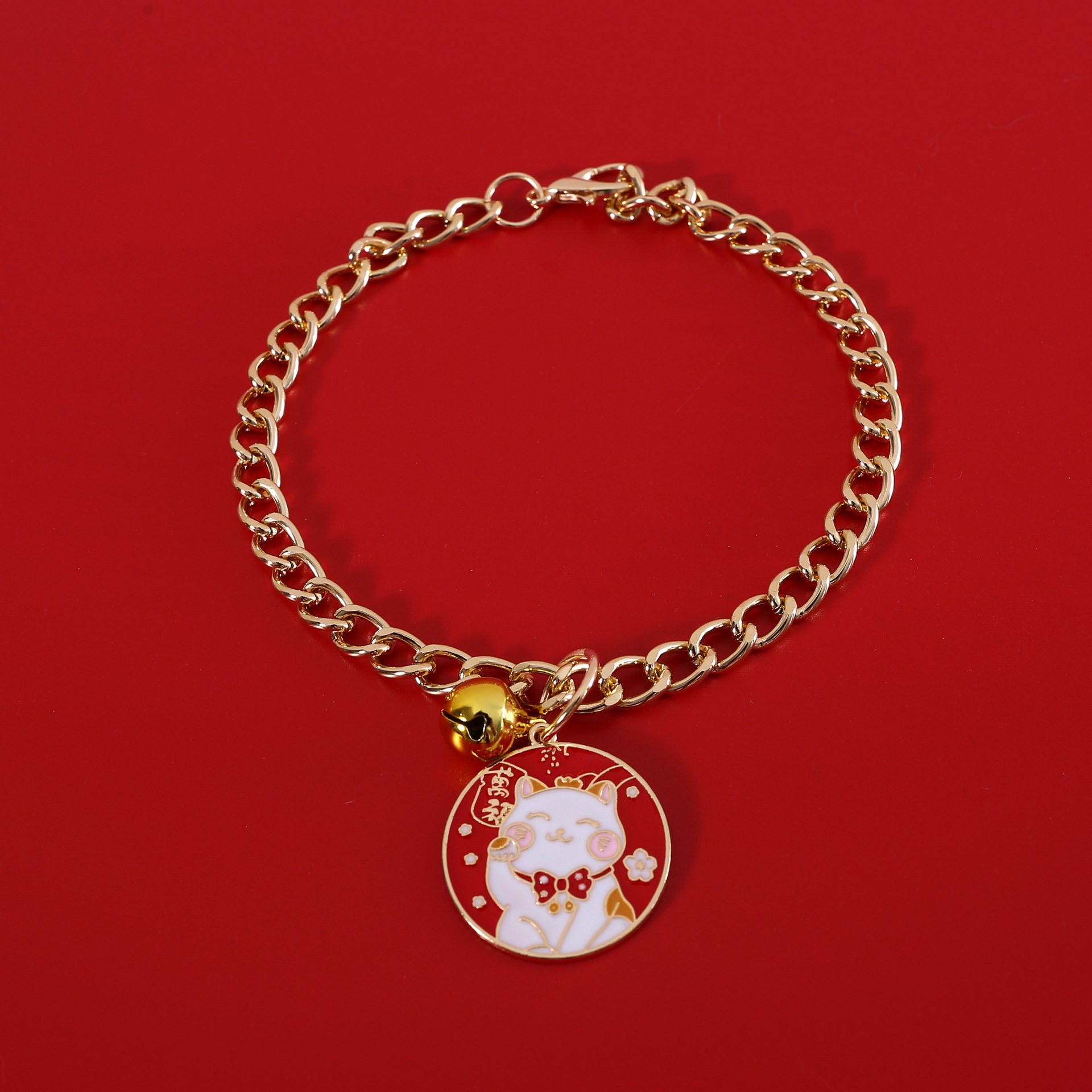 2023 Año Nuevo Conejo de aleación Año Nuevo Mascotas Gatos Perros Collar de metal Cartoon Riqueza Collar de Riqueza Gato Ping An