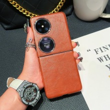 适用华为pocket2电镀纳帕纹手机套p60pockets小折叠屏手机壳真皮