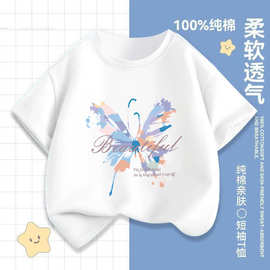 2509#斯童装女童t恤短袖女大童夏季纯棉半袖衣服儿童夏装上衣体恤