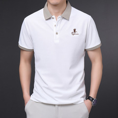 外国貿易の半袖のtシャツの男性の夏の新型の純色の異色の襟の潮流の百合のカジュアルな男性のpoloシャツの卸売り