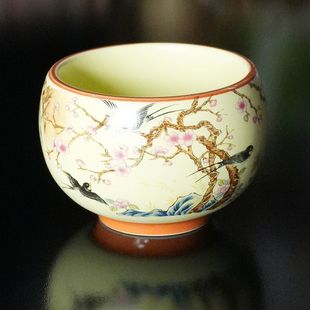 Tj033-Huang Ru's Eyebrow-Raising Copper Coin Master Cup Tea Cup Personal Chinese Ceramic Tea Set Master Cup